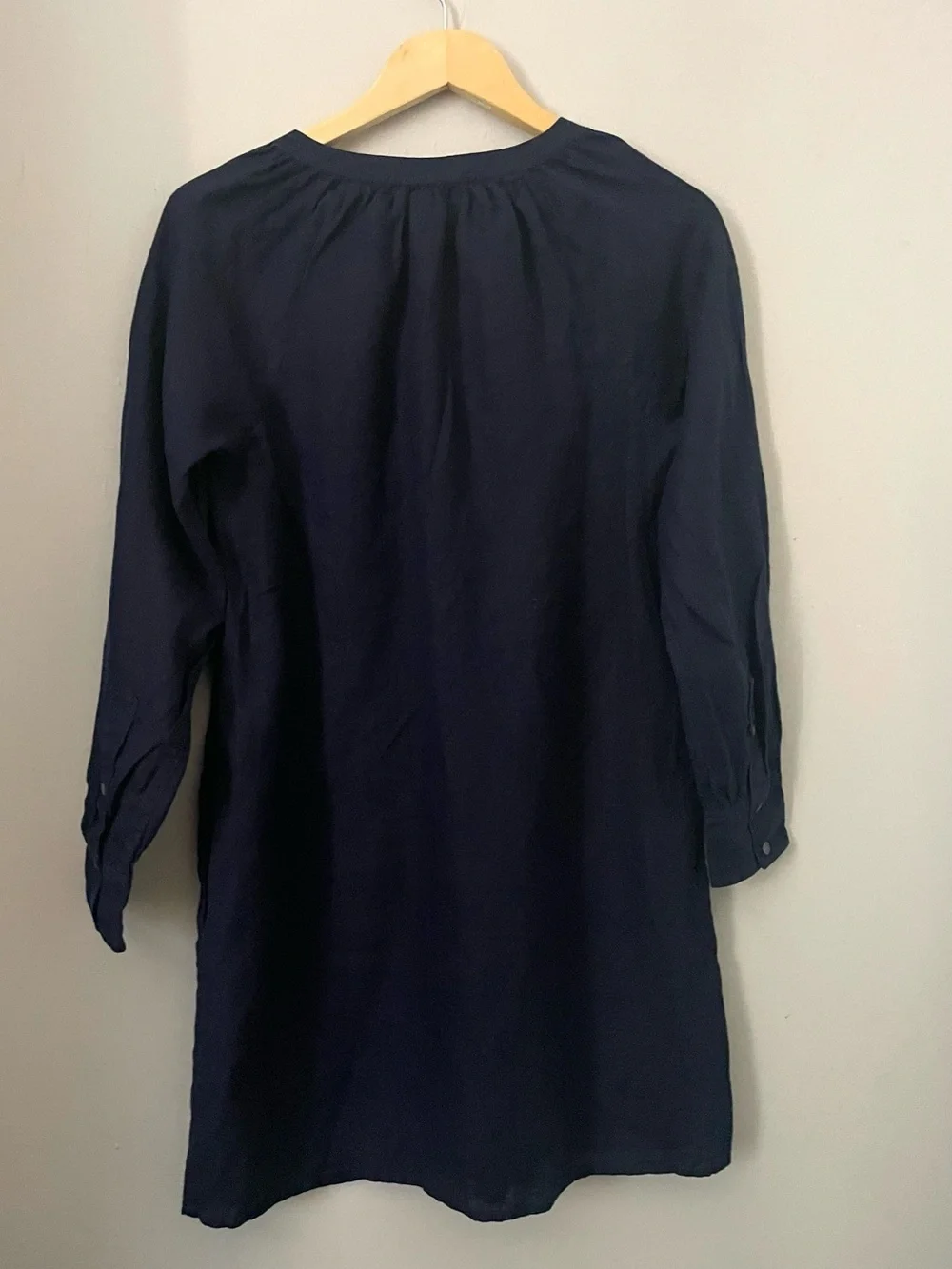 J.Crew Long-Sleeve Navy Linen Shift Dress XS